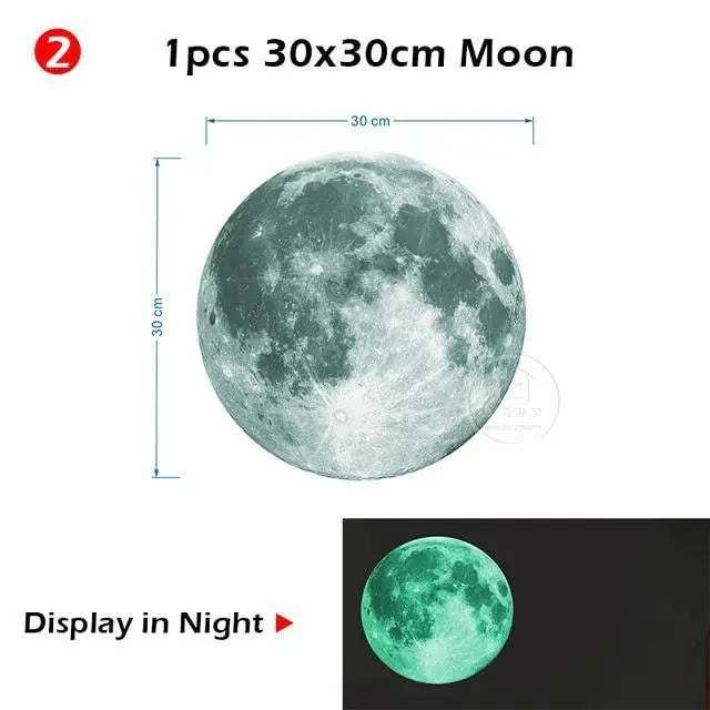 New Amazing Luminous Moon and Stars Wall Stickers for Kids Room Baby Nursery Home Decoration Wall Decals Glow