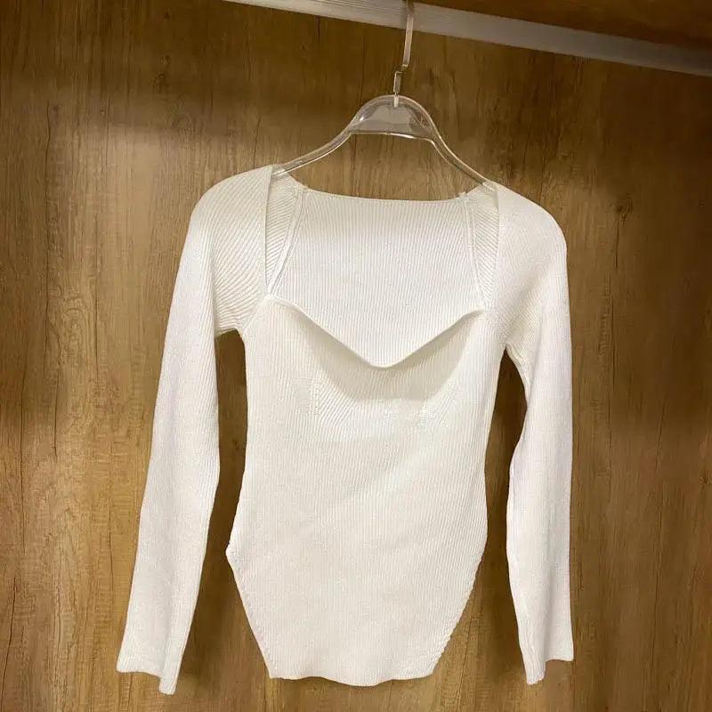 New Casual And Trendy Square Collar Long Sleeve Woman’s Sweaters Knitted Pullover Spring Autumn Sweater Winter Tops