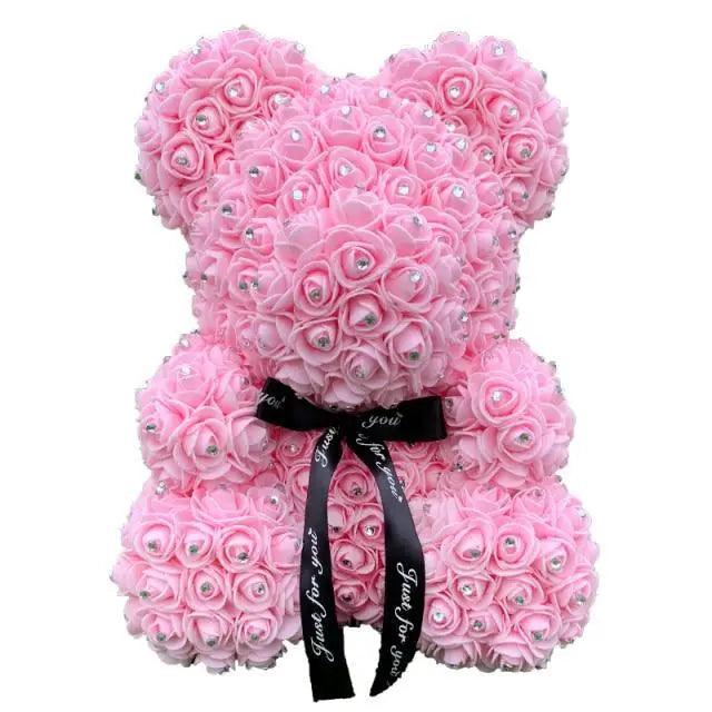 New Charming Diamond Rose Bears 40cm Artificial Flower Teddy Bears For Valentins’s Day Mother’s Day Birthday Gifts