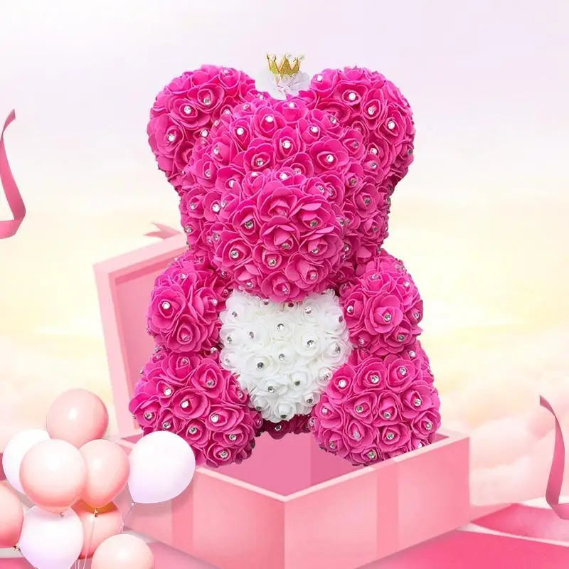 New Charming Diamond Rose Bears 40cm Artificial Flower Teddy Bears For Valentins’s Day Mother’s Day Birthday Gifts