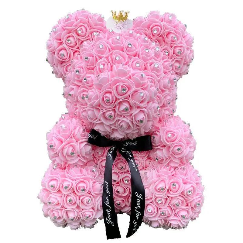 New Charming Diamond Rose Bears 40cm Artificial Flower Teddy Bears For Valentins’s Day Mother’s Day Birthday Gifts