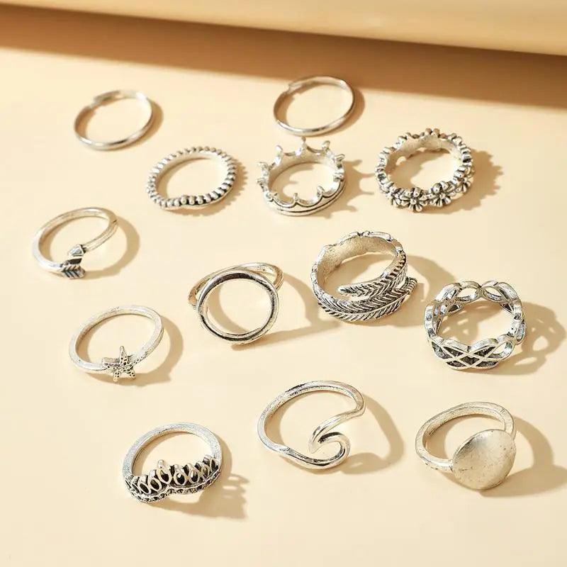 New Charming Silver Color Geometric Ring Sets for Women And Girls Stylish Midi Finger Rings Jewelry Gift - ALU19346SVT