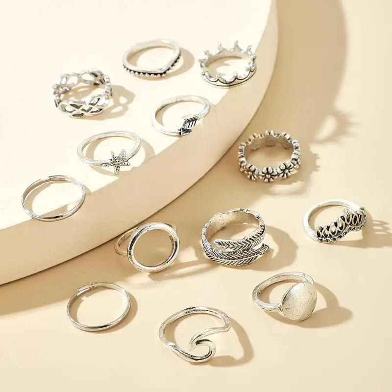 New Charming Silver Color Geometric Ring Sets for Women And Girls Stylish Midi Finger Rings Jewelry Gift - ALU19346SVT