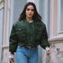 New Classic Design Autumn Winter Green Short Jackets Women Fashionable Long Sleeve Zipper Bomber Jacket Outwear