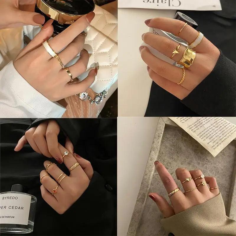 New Contemporary Gold Adjustable Butterfly Ring Set For Women And Girl Fashionable Female Party Jewelry - ALLURELATION - 571, Antique Jewelry, contemporary gold ring, elegance rings, elegance rings set, elegant jewelry, fashionable jewelry, fashionable rings set, gift rings, Jewelry, modern ring style, party jewelry, party rings, rings, rings for girls, rings for ladies, stylish ring, trendy jewelry, trendy rings, vintage jewelry, vintage style rings - Stevvex.com