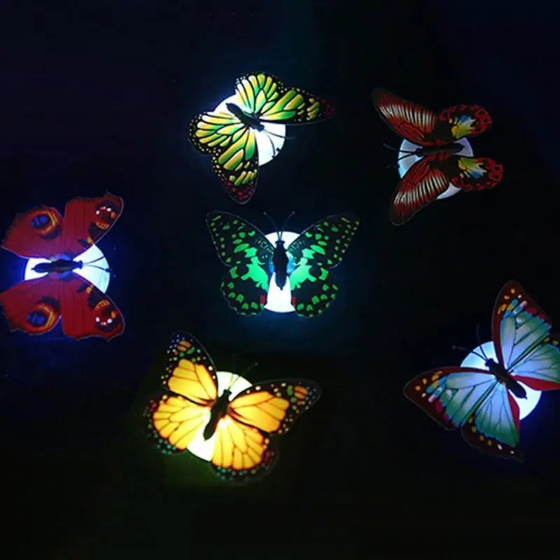 New Dazzling Colorful Luminous Butterfly LED Night Light Wedding Decorative Lamp Stickers Children Small Gifts TOYS