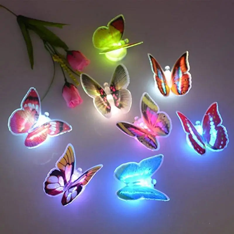 New Dazzling Colorful Luminous Butterfly LED Night Light Wedding Decorative Lamp Stickers Children Small Gifts TOYS