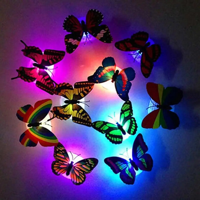 New Dazzling Colorful Luminous Butterfly LED Night Light Wedding Decorative Lamp Stickers Children Small Gifts TOYS