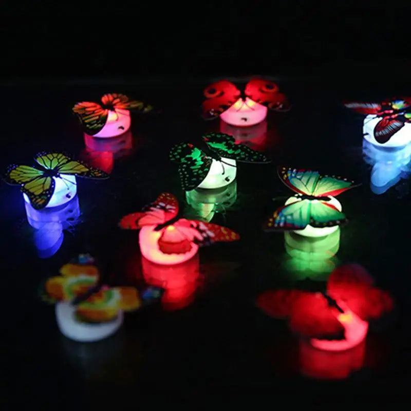 New Dazzling Colorful Luminous Butterfly LED Night Light Wedding Decorative Lamp Stickers Children Small Gifts TOYS