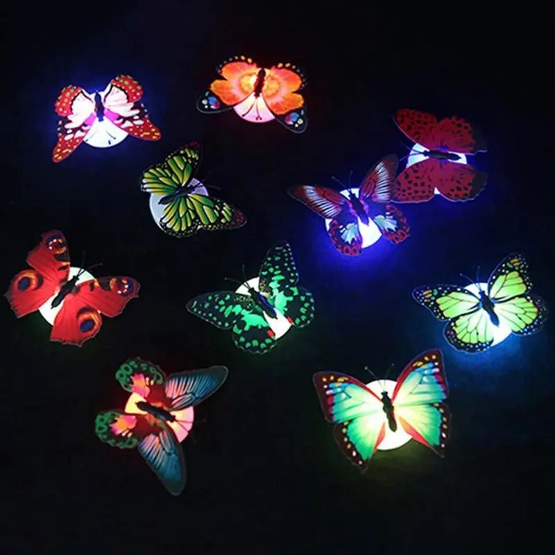 New Dazzling Colorful Luminous Butterfly LED Night Light Wedding Decorative Lamp Stickers Children Small Gifts TOYS