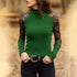 New Dazzling Spring and Autumn Women’s Knitted Turtleneck Sweater Casual Soft O - neck Jumper Fashion Slim Lace