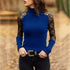 New Dazzling Spring and Autumn Women’s Knitted Turtleneck Sweater Casual Soft O - neck Jumper Fashion Slim Lace