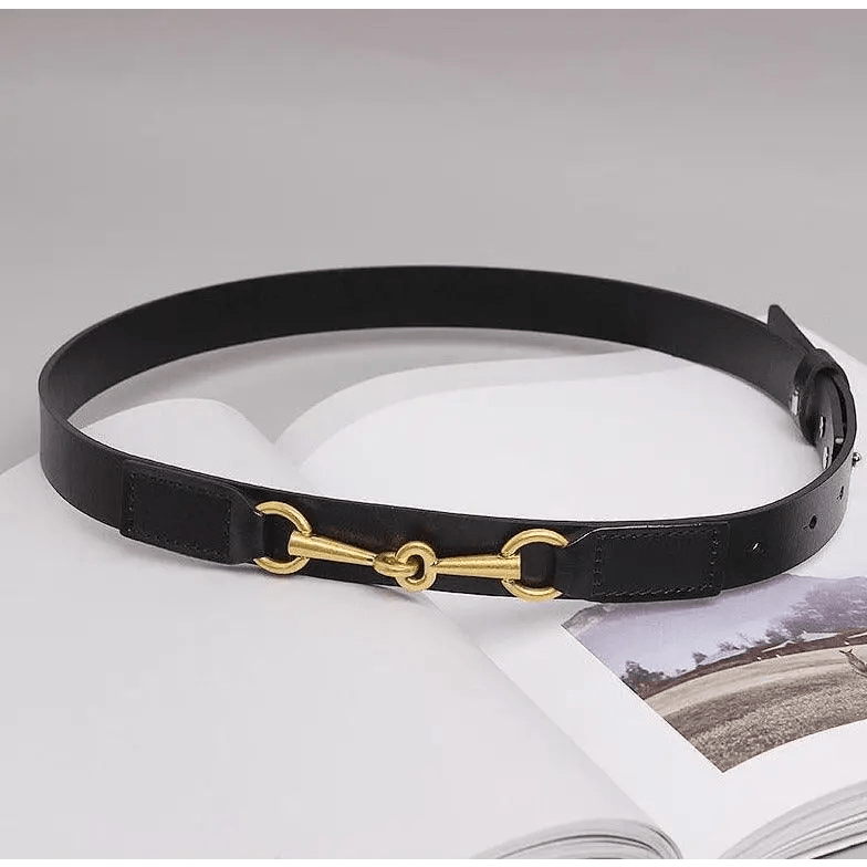 New Design Simple Black Plain Leather Belt For Women Classic Thin Skinny Waistbands Casual Women Dress Belts