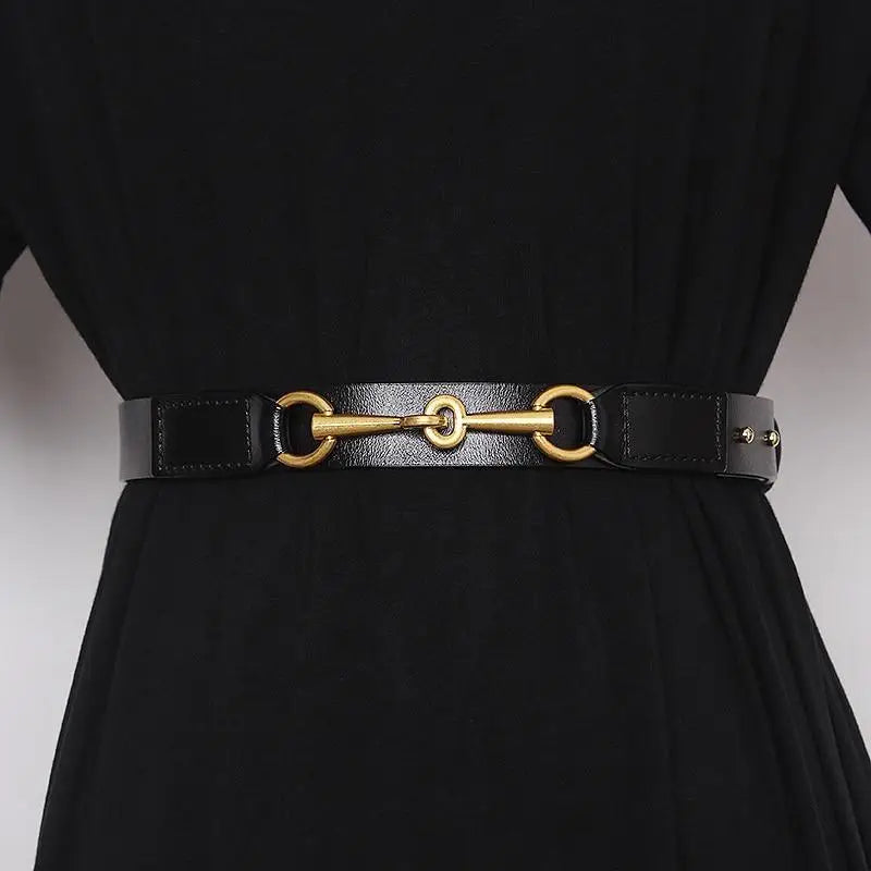 New Design Simple Black Plain Leather Belt For Women Classic Thin Skinny Waistbands Casual Women Dress Belts