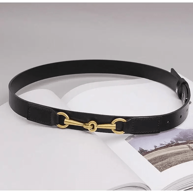 New Design Simple Black Plain Leather Belt For Women Classic Thin Skinny Waistbands Casual Women Dress Belts