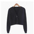 New Elegance And Fashionable Knitted Crop Cardigan For Women And Girls Short Sweater Long sleeve V neck Green Blue