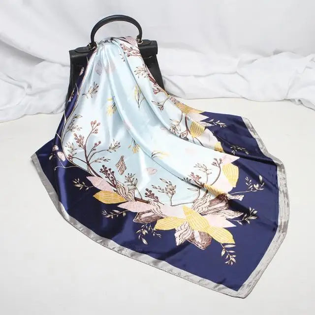 New Elegance Fashionable Scarves for Women Shawl Print Silk Satin Hijab Scarf Female Bandana 90*90cm Luxury Square Shawls Scarfs For Ladies - ALLURELATION - Best quality shawl, casual wear for ladies, elegance shawls, gift for girls, gift scarfs, Hijab for girl, Luxury Square Shawls, Party wear shawl, Print Silk Satin, Scarf Female, Scarfs For Ladies, Scarves for Women, Shawl for women, Shawl IN Print Silk, Silk Satin, Square Shawls, stylish satins, unique design scarf, vintage style hijab - Stevvex.com