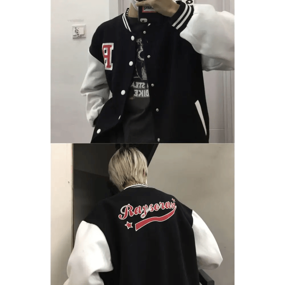 New Elegance Spring Autumn Coat Baseball Bomber Jacket Loose Letter R Men Women Couples Tops Plus Size Jackets