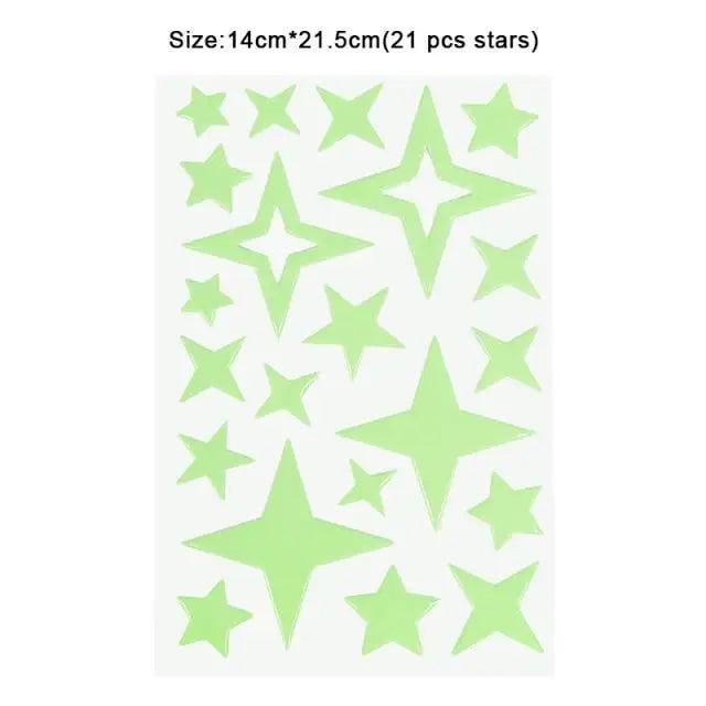 New Elegant Luminous 3D Stars Dots Wall Sticker for Kids Room Bedroom Home Decoration Glow In The Dark Moon Decal