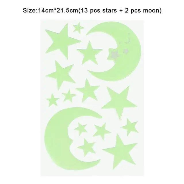 New Elegant Luminous 3D Stars Dots Wall Sticker for Kids Room Bedroom Home Decoration Glow In The Dark Moon Decal