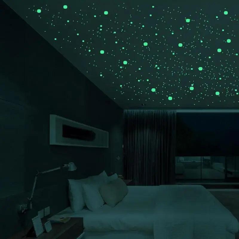 New Elegant Luminous 3D Stars Dots Wall Sticker for Kids Room Bedroom Home Decoration Glow In The Dark Moon Decal