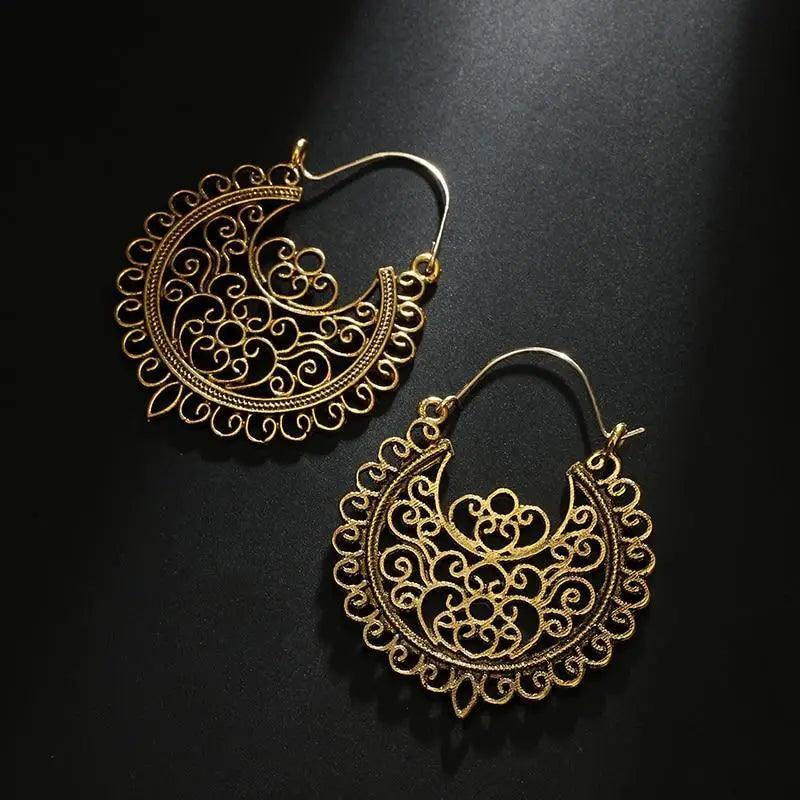 New Elegant Tribal Hoop Metal Earrings Vintage Style Jewelry For Girls And Women Fashion Jewelry - ALLURELATION - 573, Antique earrings, cute earrings, Earings for ladies, earrings, everyday earrings, fashionable earrings, fashionable jewelry, gift earrings, jewelry, luxury earrings, matching jewelry, Metal Earrings for ladies, stylish earrings, trendy earrings, Tribal Hoop earrings - Stevvex.com