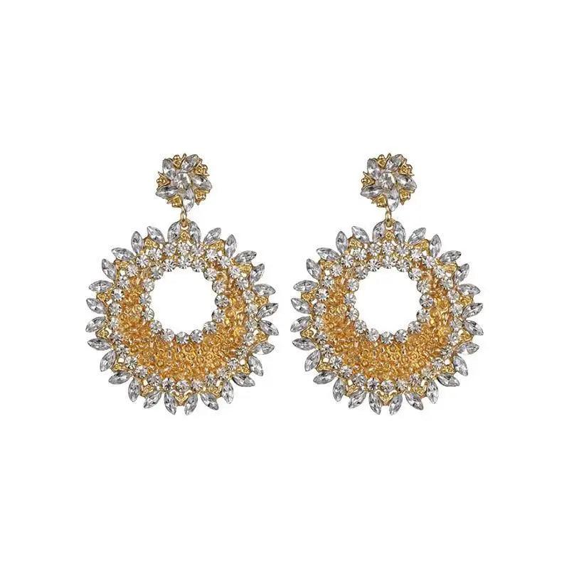 New Ethnic Cubic Zirconia Hoop Fancy Earrings For Women And Girls Fashionable Crystal Earrings For Wedding And Party