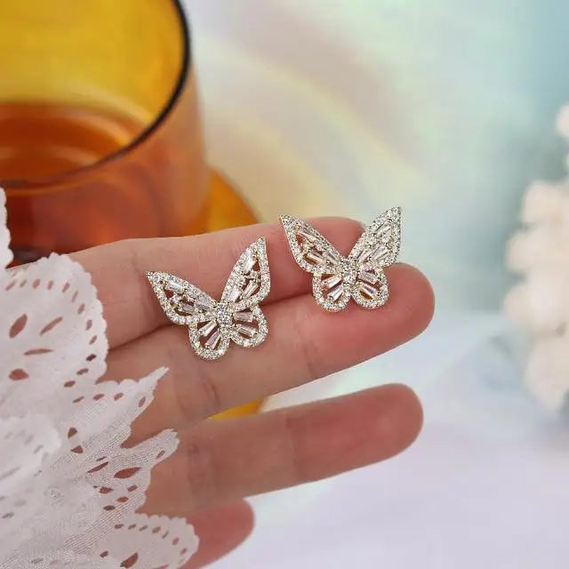 New Exquisite Design Copper Color Zircon Flower Leaf Garland Women Earrings For Women And Girls - Fashionable Jewelry