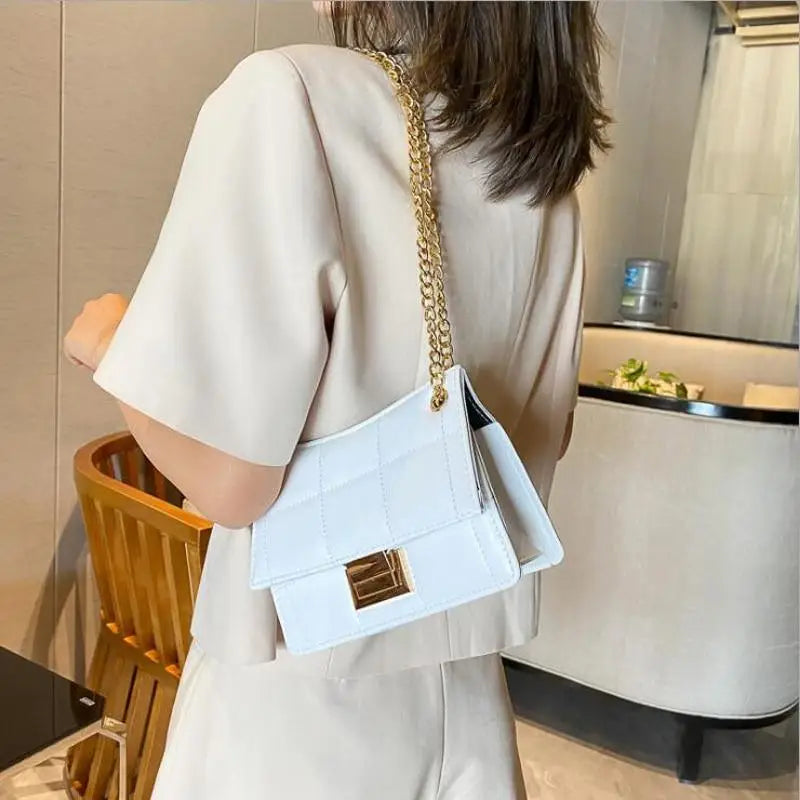 New Fancy Chain Strap Shoulder Bags for Women Summer Fashion Crossbody Bags PU Leather Lady Purses and Handbags