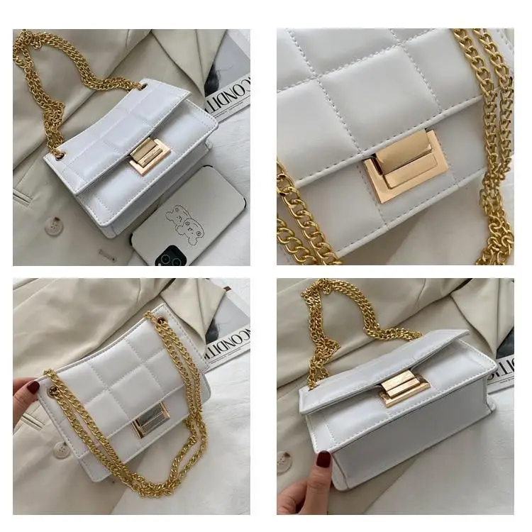 New Fancy Chain Strap Shoulder Bags for Women Summer Fashion Crossbody Bags PU Leather Lady Purses and Handbags