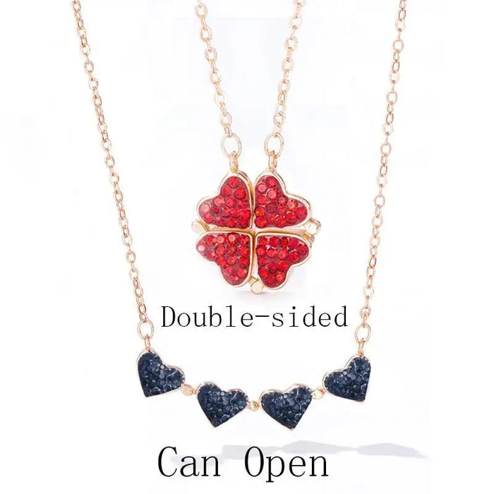 New Fashion Aesthetic Double sided Four Heart Clover Pendant Necklace - Unique Women Jewelry Gift - ALLURELATION - 572, 580, anniversary gift, Christmas gifts, Necklace, Valentine's Day Gift, Women Anniversary gifts, Women birthday gifts, Women jewelry, Women jewelry set - Stevvex.com