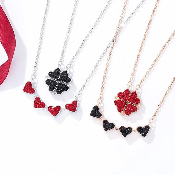 New Fashion Aesthetic Double sided Four Heart Clover Pendant Necklace - Unique Women Jewelry Gift - ALLURELATION - 572, 580, anniversary gift, Christmas gifts, Necklace, Valentine's Day Gift, Women Anniversary gifts, Women birthday gifts, Women jewelry, Women jewelry set - Stevvex.com