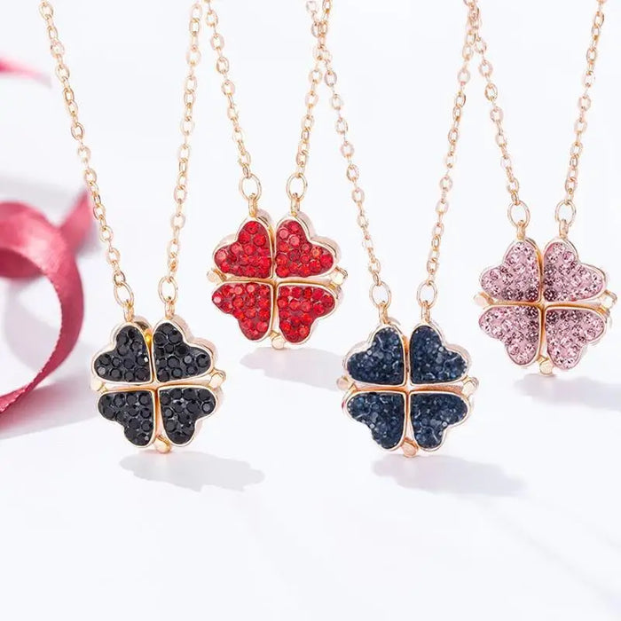 New Fashion Aesthetic Double sided Four Heart Clover Pendant Necklace - Unique Women Jewelry Gift - ALLURELATION - 572, 580, anniversary gift, Christmas gifts, Necklace, Valentine's Day Gift, Women Anniversary gifts, Women birthday gifts, Women jewelry, Women jewelry set - Stevvex.com