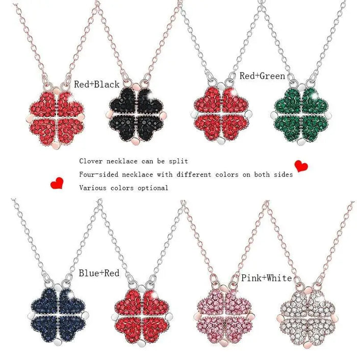New Fashion Aesthetic Double sided Four Heart Clover Pendant Necklace - Unique Women Jewelry Gift - ALLURELATION - 572, 580, anniversary gift, Christmas gifts, Necklace, Valentine's Day Gift, Women Anniversary gifts, Women birthday gifts, Women jewelry, Women jewelry set - Stevvex.com