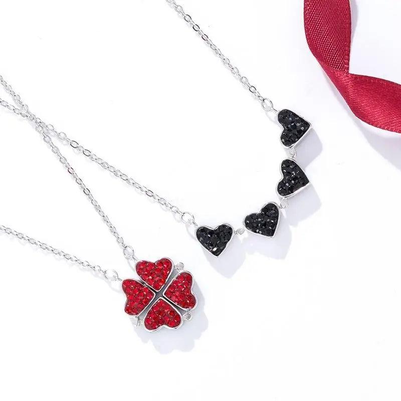 New Fashion Aesthetic Double sided Four Heart Clover Pendant Necklace - Unique Women Jewelry Gift - ALLURELATION - 572, 580, anniversary gift, Christmas gifts, Necklace, Valentine's Day Gift, Women Anniversary gifts, Women birthday gifts, Women jewelry, Women jewelry set - Stevvex.com