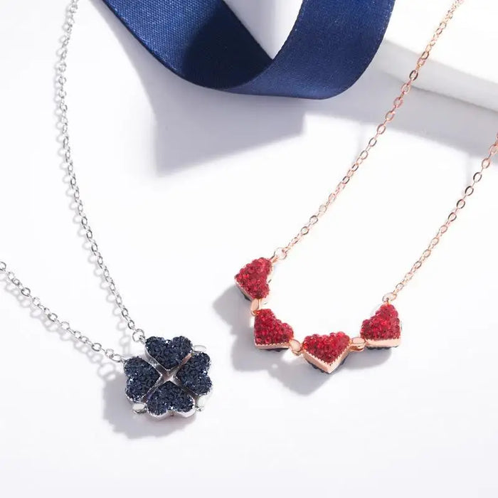 New Fashion Aesthetic Double sided Four Heart Clover Pendant Necklace - Unique Women Jewelry Gift - ALLURELATION - 572, 580, anniversary gift, Christmas gifts, Necklace, Valentine's Day Gift, Women Anniversary gifts, Women birthday gifts, Women jewelry, Women jewelry set - Stevvex.com