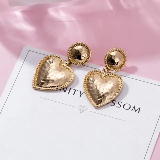 New Fashion Heart Drop Earrings For Women Vintage Geometric Sweet Dangle Hanging Earrings For Ladies And Girls - 13