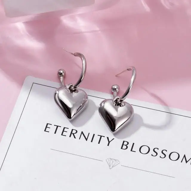 New Fashion Heart Drop Earrings For Women Vintage Geometric Sweet Dangle Hanging Earrings For Ladies And Girls - 14