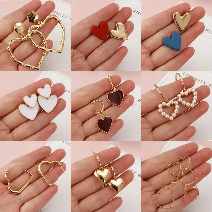 New Fashion Heart Drop Earrings For Women Vintage Geometric Sweet Dangle Hanging Earrings For Ladies And Girls