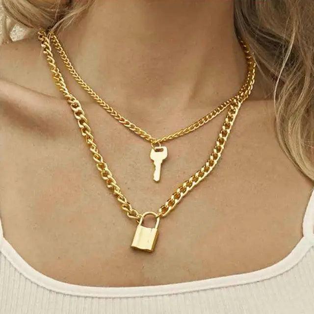 New Fashionable Two Layers Modern Choker Necklace For Women And Girls Shinny Gold Color Necklace Choker Jewelry