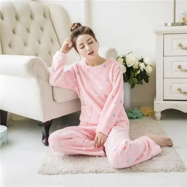 2021 New Flannel Pajamas Nightwear Sleepwear Set Winter Warm Simple Long Sleeve Leisure Pure Color Lovely Women Home Wear Suit - Treko - 2021 pajamas, 2021 trends, birthday gifts, comfortable pajamas, fashion 2021, fashionable pajamas, new trend 2021, pajamas, pajamas 2021, pajamas for women, pajamas set, trends 2021, trendy pajamas, trendy pajamas 2021, trendy pajamas for women, winter pajamas, winter pajamas 2021, winter women pajamas, women pajamas- Stevvex.com