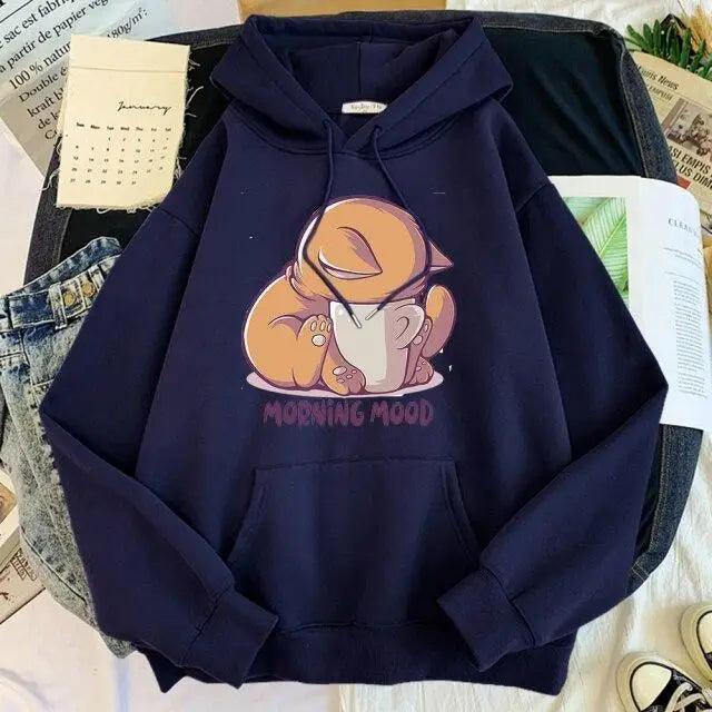 New Hoody Cat Cartoon Print Woman Sweatshirt With Hooded Loose Women's Hoodie Korean Fashion Female Clothes - Treko - Casual Tracksuit, Cool Fashion, Cool Hoodies, Female Fashion, Hooded sweatshirts, Hoodies, Jacket Hoodies, Loose Hoodies, Luxury Hoodies, Modern Hoodies, New Hoodies, Stylish Hoodies, Woman Fashion Hoodies, Women elegant Hoodies, Women fashion, Women Hoodies- Stevvex.com