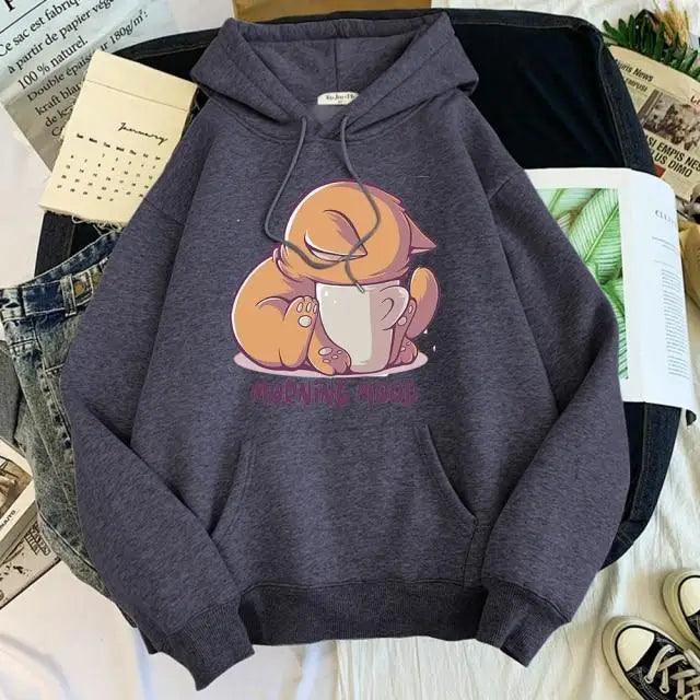 New Hoody Cat Cartoon Print Woman Sweatshirt With Hooded Loose Women's Hoodie Korean Fashion Female Clothes - Treko - Casual Tracksuit, Cool Fashion, Cool Hoodies, Female Fashion, Hooded sweatshirts, Hoodies, Jacket Hoodies, Loose Hoodies, Luxury Hoodies, Modern Hoodies, New Hoodies, Stylish Hoodies, Woman Fashion Hoodies, Women elegant Hoodies, Women fashion, Women Hoodies- Stevvex.com