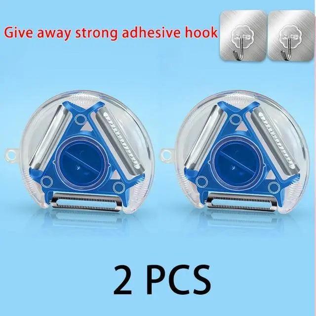 New Incredible Magic Trio Peeler Set Slicer Stainless Steel Peeler Shredder Cutter Multi Peel Blade Kitchen Tool - Blue