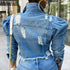 New Incredible Spring Women Sexy Ripped Denim Jackets Vintage Casual Short Jean Jacket Puff Sleeve Winter Female Coat