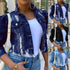 New Incredible Spring Women Sexy Ripped Denim Jackets Vintage Casual Short Jean Jacket Puff Sleeve Winter Female Coat