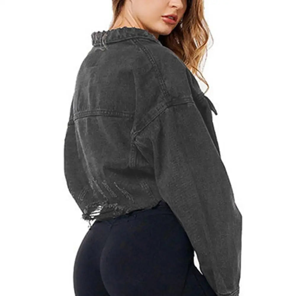 New Incredible Spring Women Sexy Ripped Denim Jackets Vintage Casual Short Jean Jacket Puff Sleeve Winter Female Coat