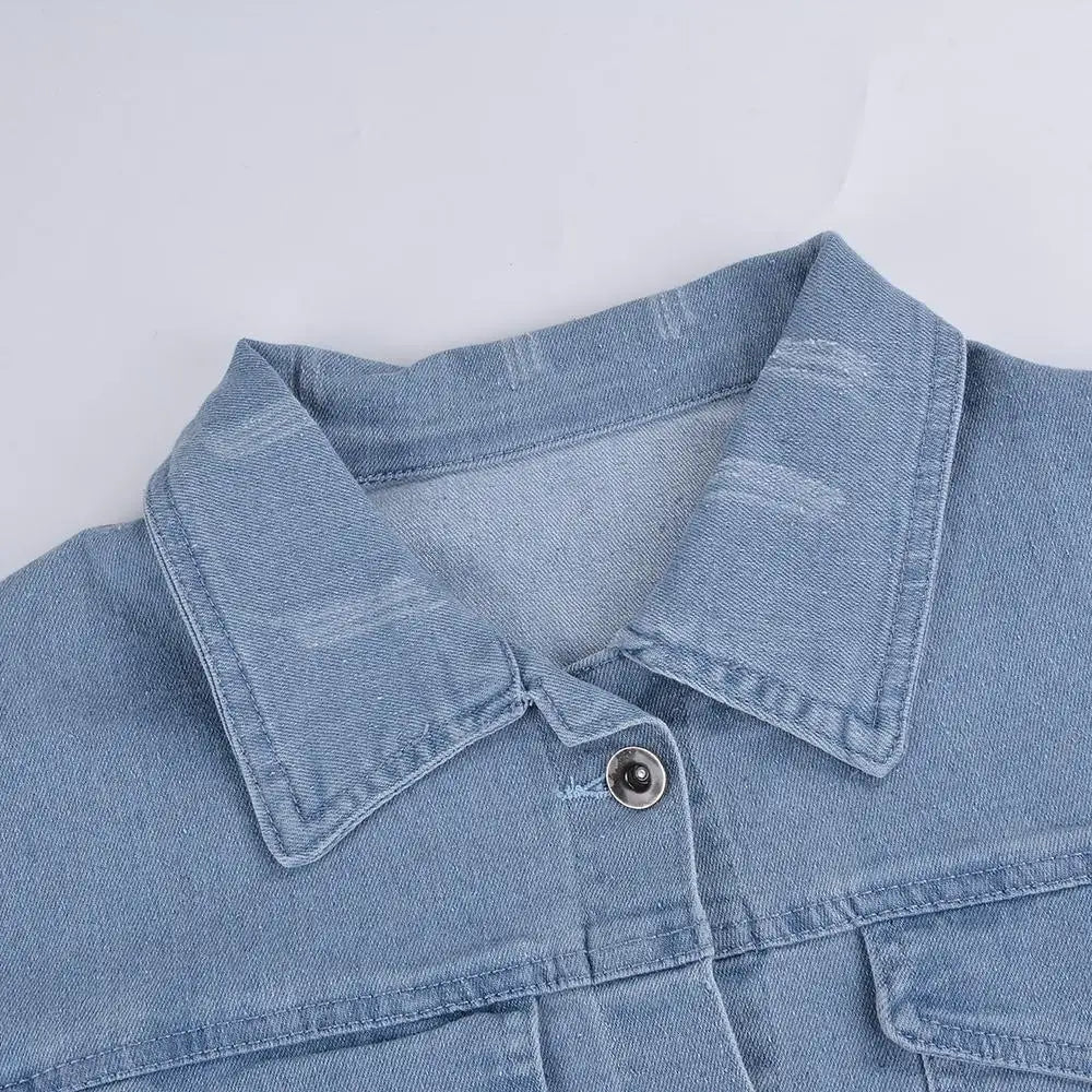 New Incredible Spring Women Sexy Ripped Denim Jackets Vintage Casual Short Jean Jacket Puff Sleeve Winter Female Coat