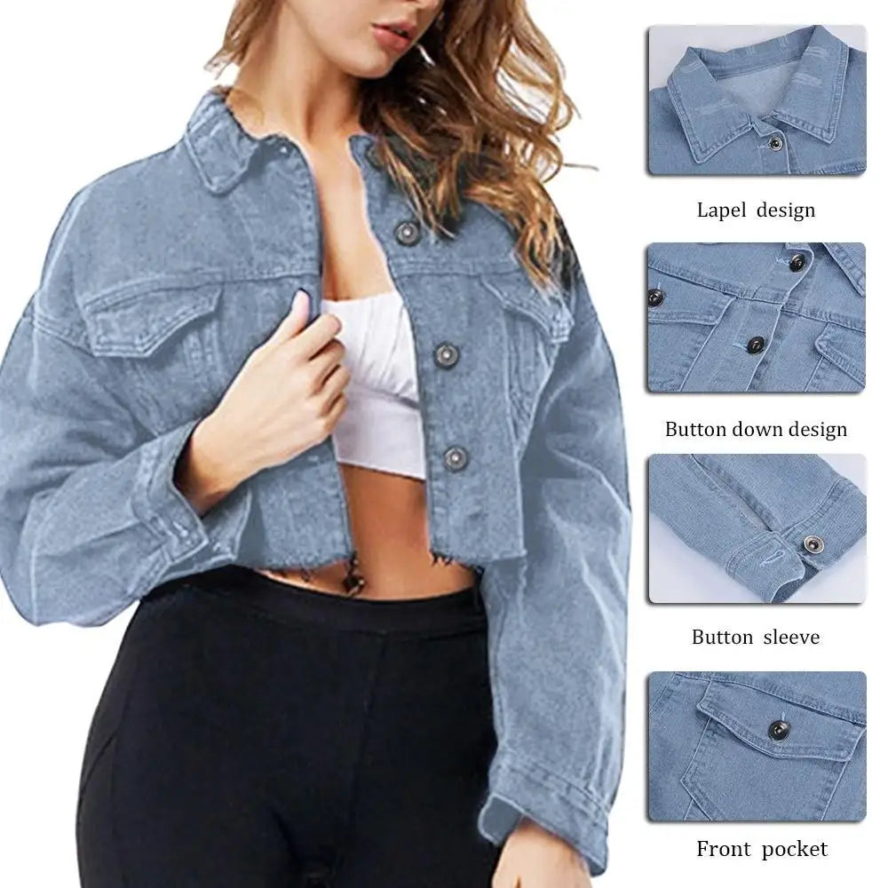 New Incredible Spring Women Sexy Ripped Denim Jackets Vintage Casual Short Jean Jacket Puff Sleeve Winter Female Coat