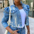 New Incredible Spring Women Sexy Ripped Denim Jackets Vintage Casual Short Jean Jacket Puff Sleeve Winter Female Coat